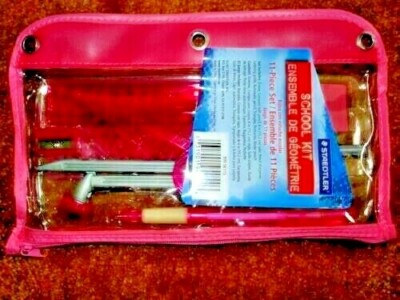 (NEW) 11 PIECE STAEDTLER SCHOOL KIT Set BINDER Math Compass PINK Fast Free SHIP 