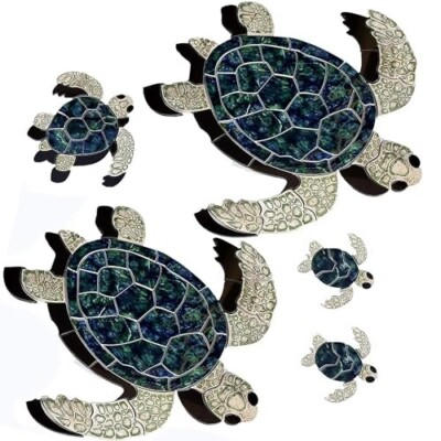 #ad #ad Green Sea Turtle Large Family Porcelain Pool Mosaic $499.99