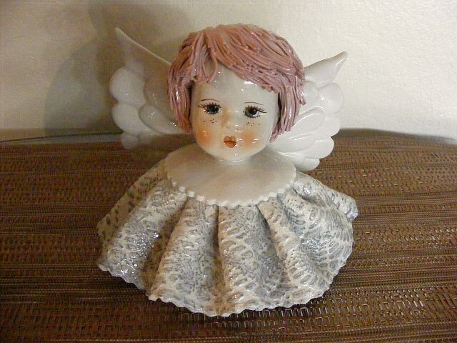 ZAMPIVA Angel Pink Spaghetti Hair Figurine Made in Italy Porcelain Ceramic