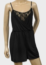 Womens Black Lace Panel Wrap Playsuit- Size XSmall, Medium-