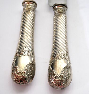 Service à Découper FRENAIS - Couteau Et Fourchette - Style Rocaille 1900 - Argent Sterling