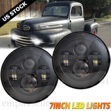 For Ford F1 1948-1952 Pair 7 Inch Round Led Headlights Sealed Highlow Beam