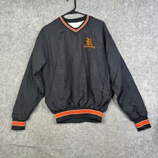 Vintage Holloway Pullover Windbreaker Size Small Lined Black Orange Embroidered
