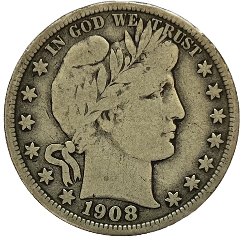 1908 Barber Silver Half in SAFLIP® - Fine- (VG+)