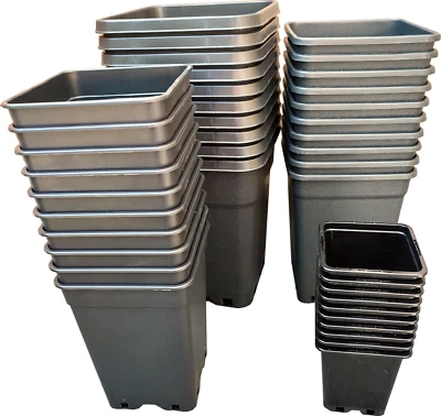 10x PACKS BULK - Plant Flower Pot Square 0.5L-5L Plastic Garden Hydroponic Pots - Image 1 of 4