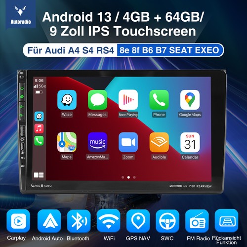 DAB+ Für Audi A4 8E 8H B6 B7 2000-09 4+64G Carplay Android 13 Autoradio NAVI USB - Bild 5 von 19