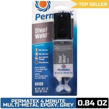 Permatex 84109 PermaPoxy 4 Minute Multi-Metal Epoxy, 0.84 oz. , Grey