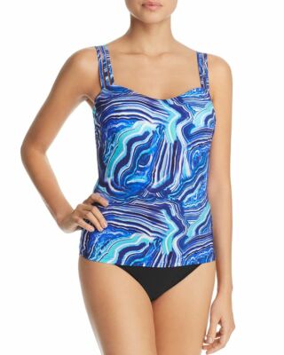 NWT Profile Swimsuit Tankini Bikini 2pc set Sz 8 Tutti Frutti High Waist Navy