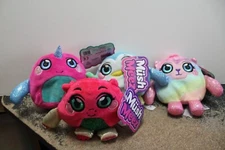 Lot of 4 MUSH MEEZ 6" plush--dragon; llama; narwhal; penguin NEW