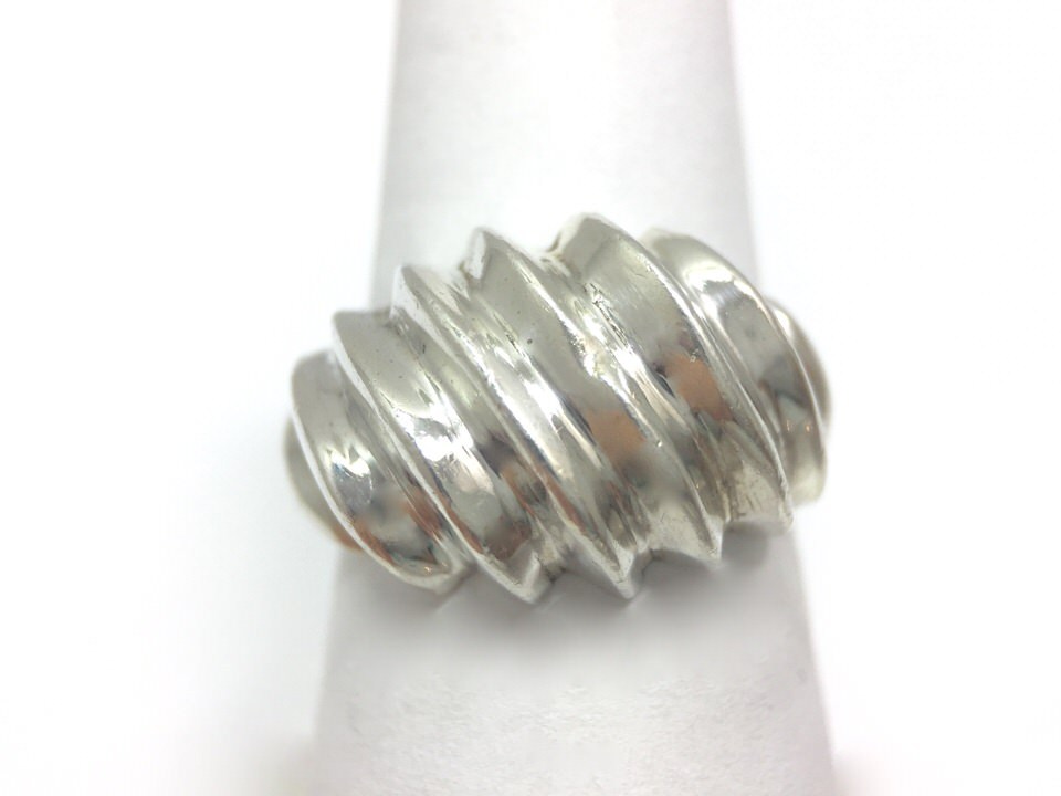 Retro Vintage Taxco Modernist Fluted Dome Shrimp Ring 8 TA-90