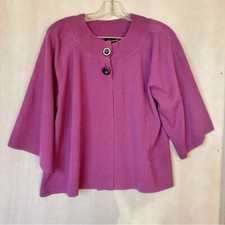 Cable  Gauge 2  Button Cropped Sweater Cardigan Size XL in Plum
