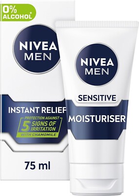 NIVEA Männer empfindliche Gesichtsfeuchtigkeitscreme Creme empfindliche Haut 0% Alkohol 75ml
