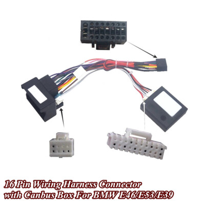 Audio Radio 16 Pin Android Power Cable Adapeter w/Canbus Box For BMW E46/E53/E39