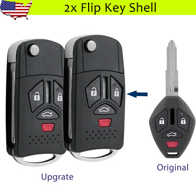 #ad 2 For 2008 2017 Mitsubishi Lancer 4B Flip Key Fob Shell OUCG8D 620M A Upgrate $14.95