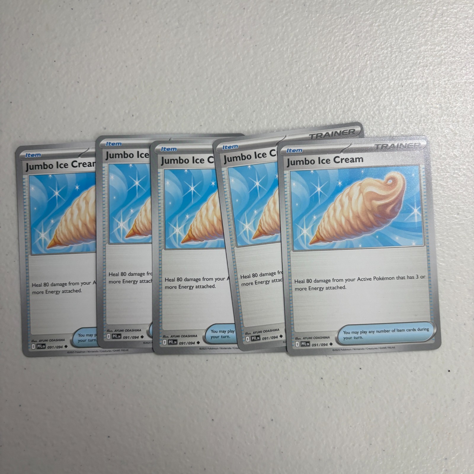 5x Pokemon TCG Jumbo Ice Cream PFL 091/094 Phantasmal Flames NM