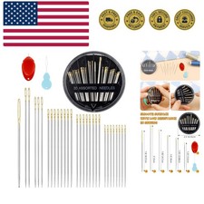 30-Count Steel Needles for Hand Sewing, 6 Sizes Large Eye Embroidery and Hand...