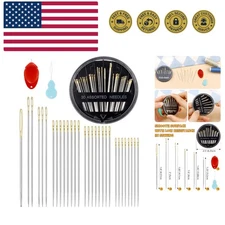 30-Count Steel Needles for Hand Sewing, 6 Sizes Large Eye Embroidery and Hand...