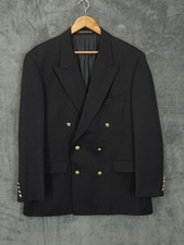 Vintage St Michael Jacket Men 44R Blue Navy Gold Button Double Breasted Military