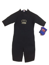 Kid's Wetsuit Shorty Age 12 Years Ocean Tec Black Stretchy Zip Logo New F1