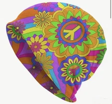 Flower Power Psychedelic Skully Features Bright Colors Fun Fashion