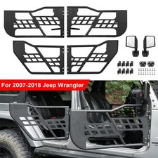 For Jeep Wrangler Jk 07-18 4dr Textured Steel Tube Tubular Doors With Mirrors