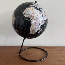 World Globe Black Sphere On Metal Stand 18cm Tabletop Desktop Home Office Globe