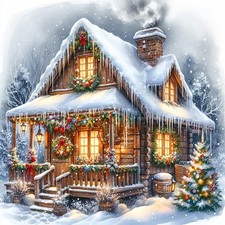 igoodom Christmas Paint by Numbers Kit for Adults   Winter Snow House Adult Pa
