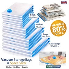 Vacuum Storage Bags Space Saver Clothes Bedding Duvet Compression UK