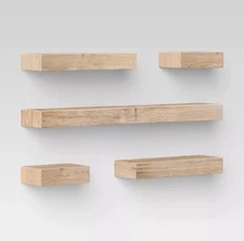 Threshold Modern 5 Shelves Wall Mounted Shelf Modular 5PC Storage Natural