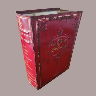 Vintage Cadbury Roman Schokolade Kekse Dose Buchform Bournville Mitte 20. Jahrhundert