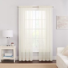 Victoria Voile Modern Sheer Rod Pocket Window Curtains for Living Room 2 Pan...