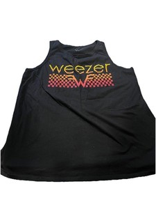 Weezer Graphic Tank Top Black Retro Checkered Band Tee unisex
