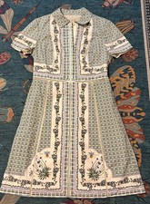Tory Burch Talia Botanical Shirtdress Floral Green RARE Runway READ