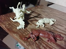 MARX 60s Civil War Cream FALLING HORSE  RIDER  DEAD HORSES 2 Figures Playset