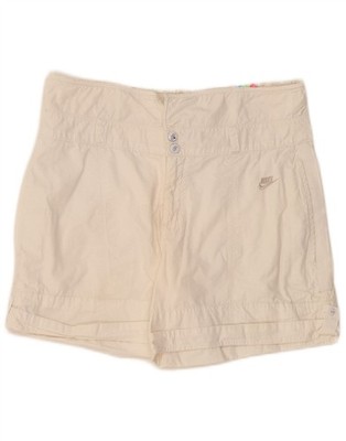 Nike Damen Shorts UK 14 Large W30 Off White Baumwolle BI22