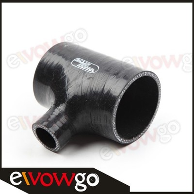 2.5'' Black Silicone T-Piece Hose Pipe Dump Valve Rubber Coolant Joiner 1'' Spout