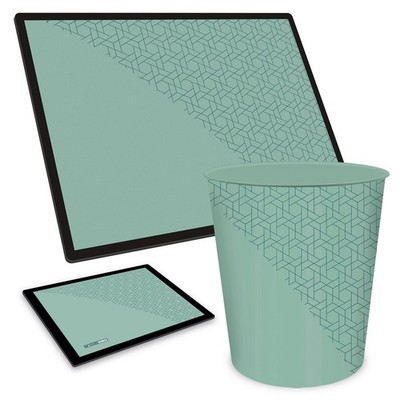 ITENGA Papierkorb Schreibtischunterlage Mauspad Set OFFICE Serie EUKALYPTUS neu