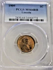 1909 VDB US Lincoln Cent 1c PCGS MS64 RB