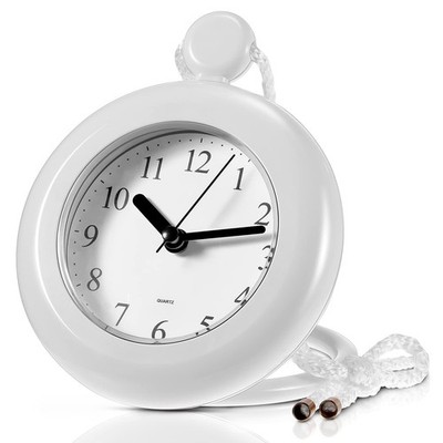 Waterproof Bathroom Shower Clock Small Digital White Wall Clock with Lanyard