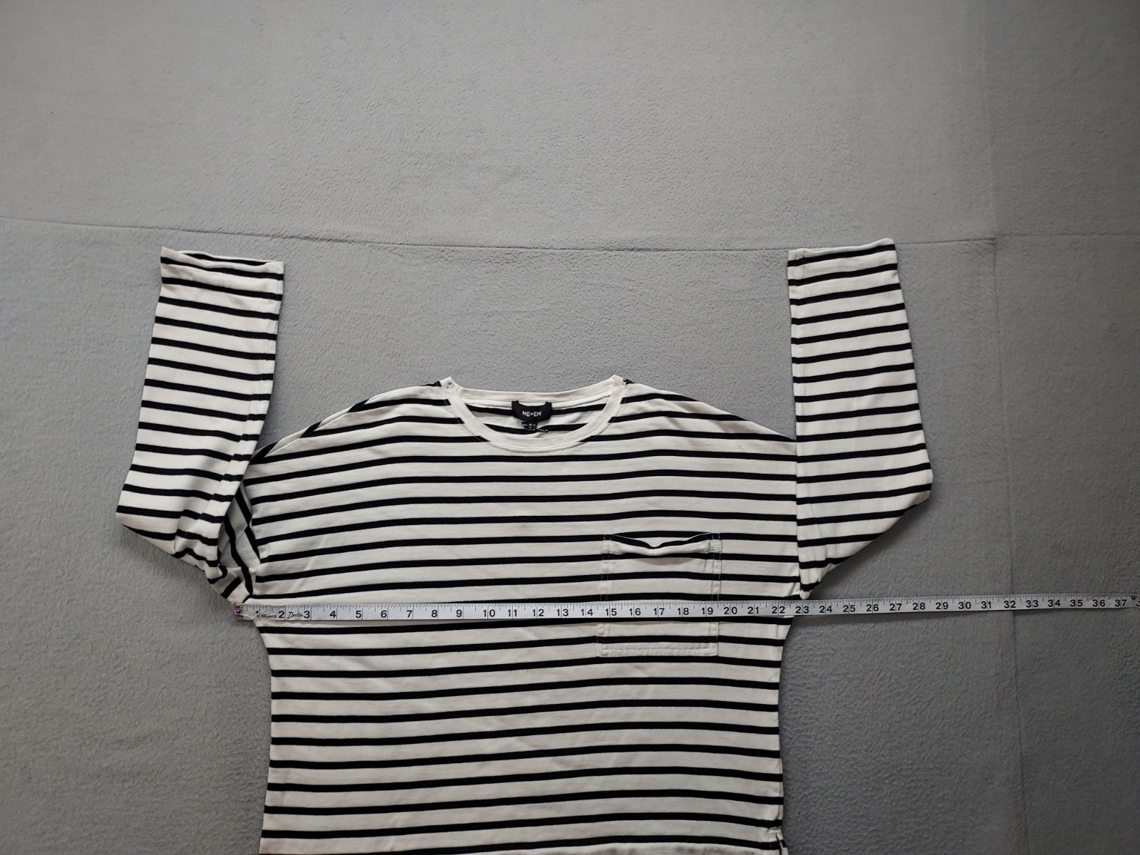 Me And Em Women Tops 6 Black White Striped 100percent Cotton Pocket Casual Short Shirt image 6