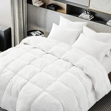 Goose Feather Down Comforter Twin Size, White 100 Cotton Duvet Insert, All