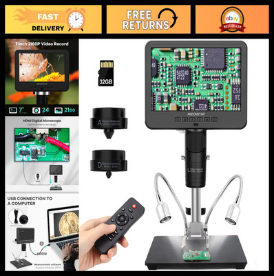 2000x HDMI Digital Microscope 2160P UHD, 7'' LCD for Electronics Repair & Error C