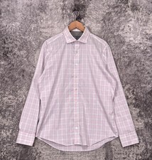 Twillory Dress Shirt 16.5 Mens Performance Fabric Trim Fit Blue Check 34/35