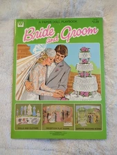 Vtg Whitman Bride and Groom Paper Doll Playbook 1981 Uncut Reception Garden USA