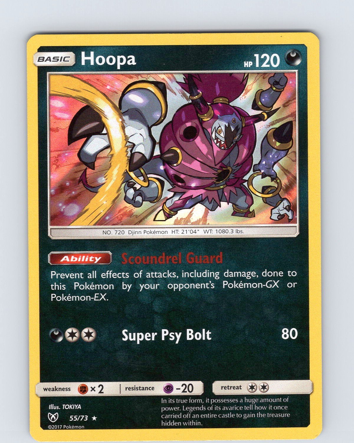 Pokemon TCG Hoopa S&M Shining Legends 55/73 Holo Rare Card NM