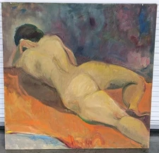 Estate Sale Collection Texas Artist Nude Figure Painting Canvas 40" x 40"