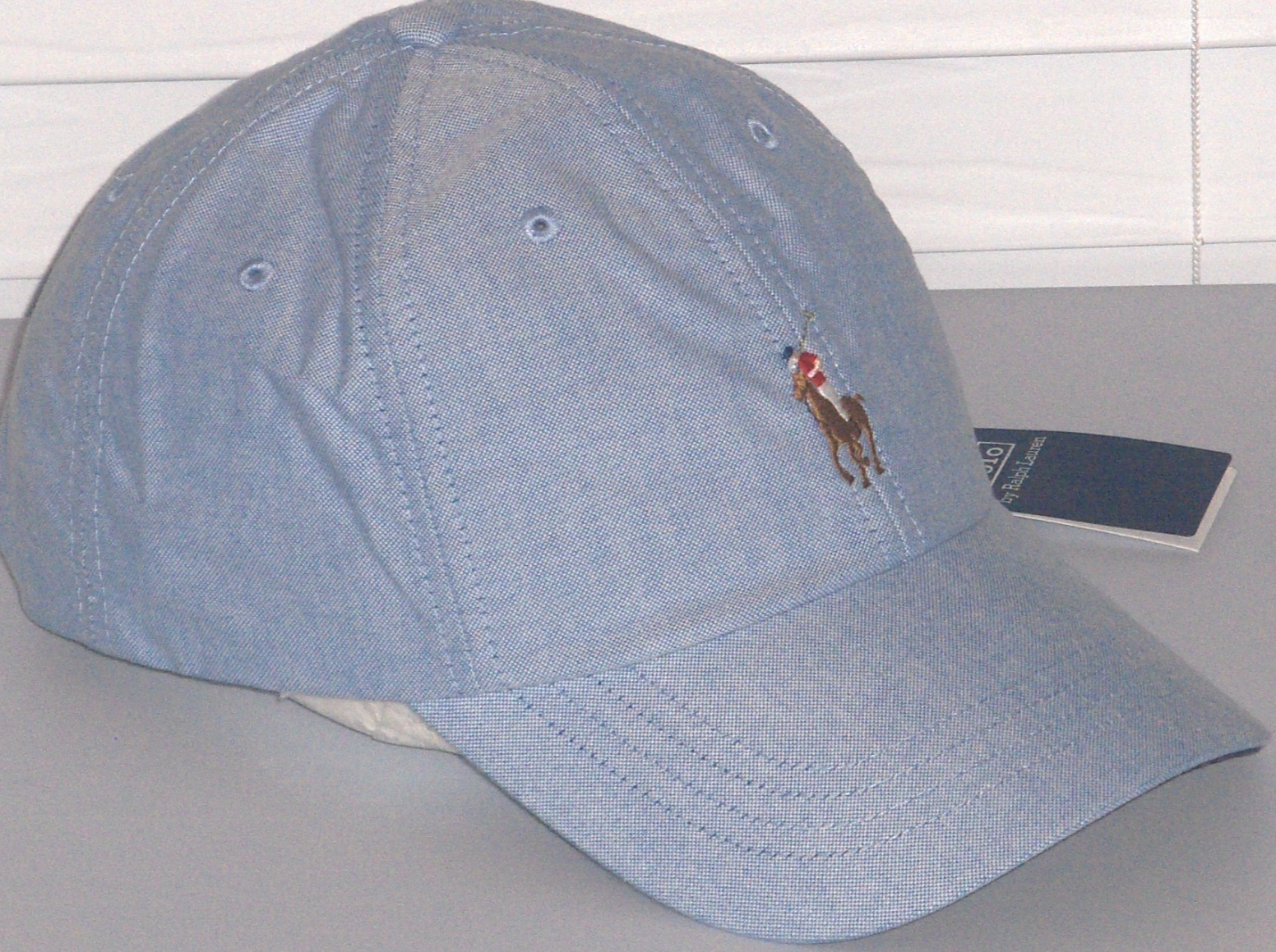 POLO RALPH LAUREN Cappello Uomo Pony Cotone Oxford Baseball Ball Cap Blu Nuovo con etichette