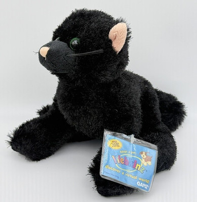 Webkinz Black Cat Plush HM135 Kitten Ganz  SEALED CODE Stuffed Animal Toy