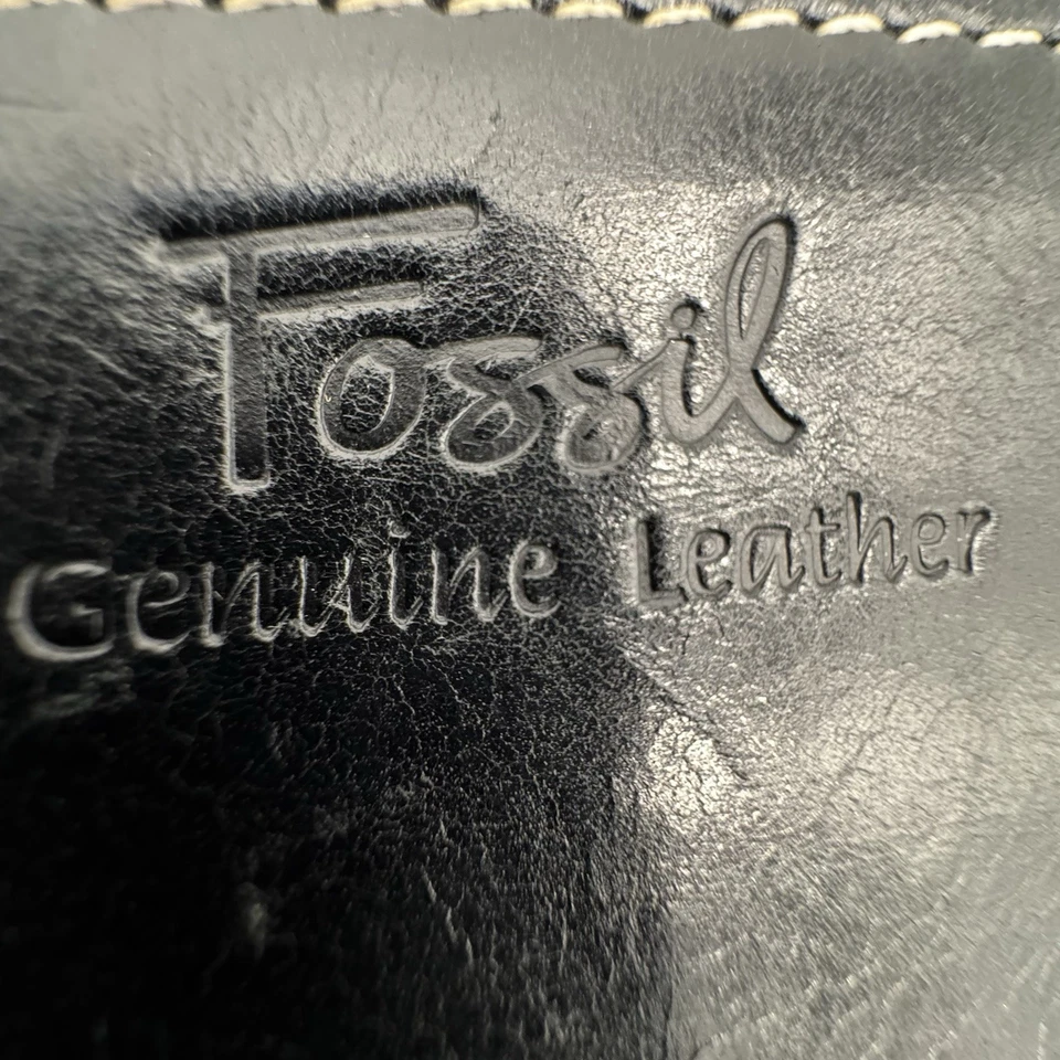 Y2K 化石黑色皮革钱包手拿包钱包打褶波西米亚骑手风格复古  — 第 3/4 张图片