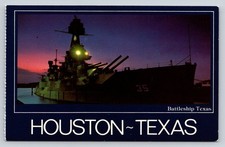 USS Battleship Texas Postcard Houston San Jacinto State Park Night View